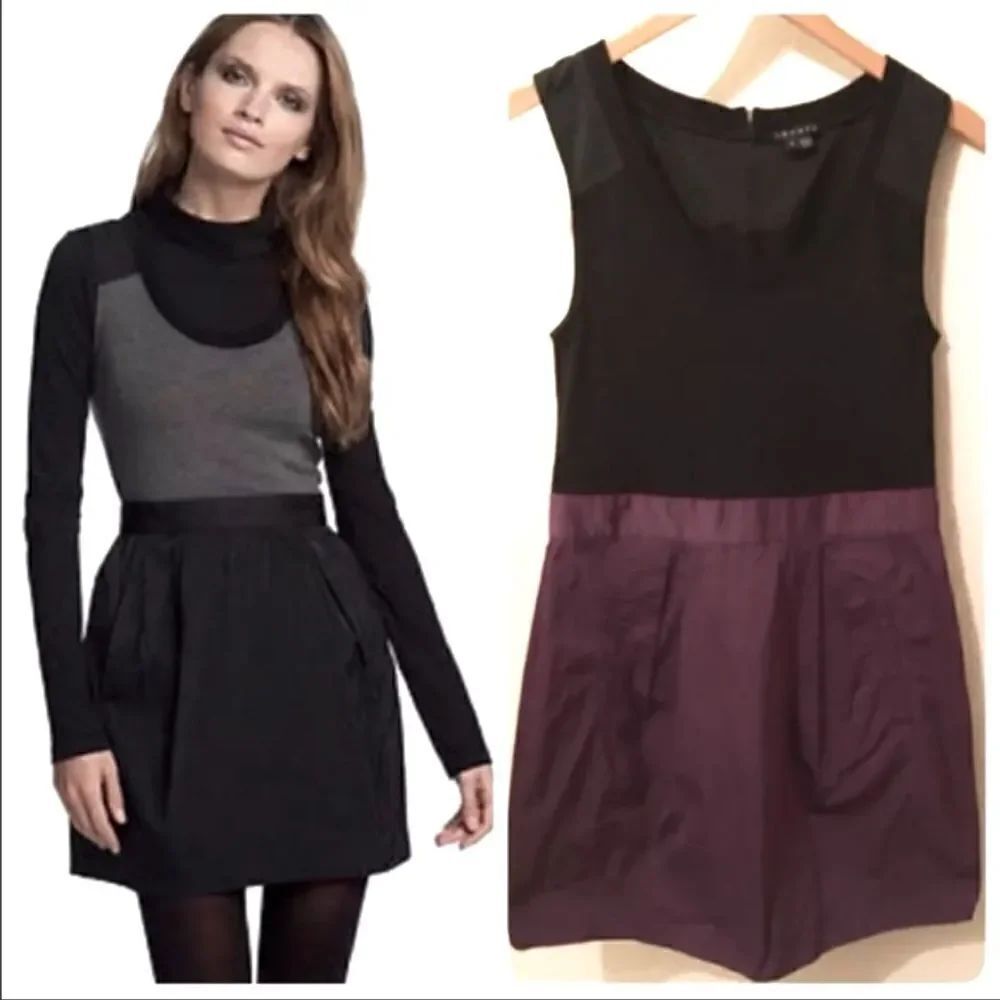 Theory Dristi Wool Blend Black Purple Dress 6